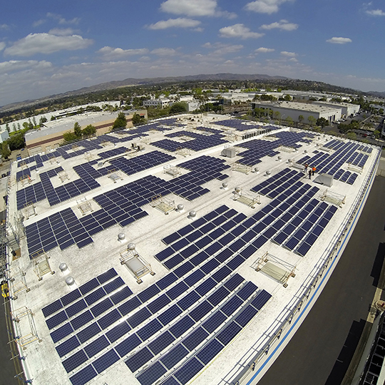 Solar panels on top of the Continental Convenience Solutions building.